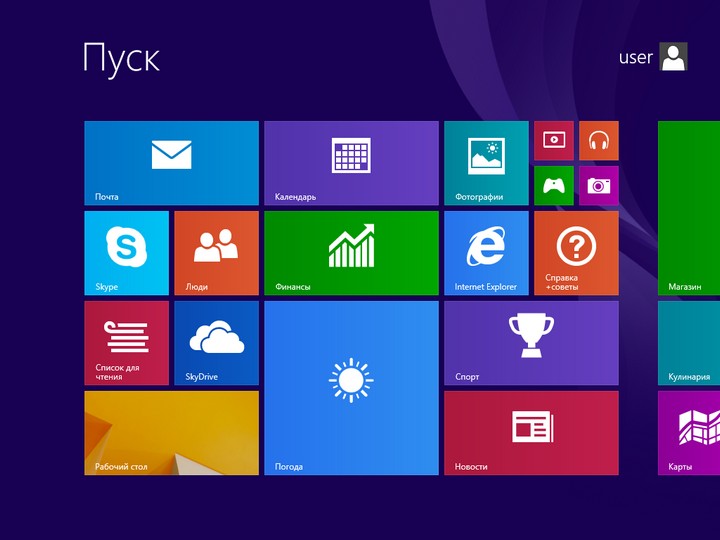 Начальный экран Windows 8